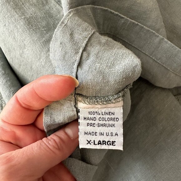 Heaven Sage Green Womens Linen Midi Dress USA XL Adjustable Straps Pockets Shift - Picture 8 of 9